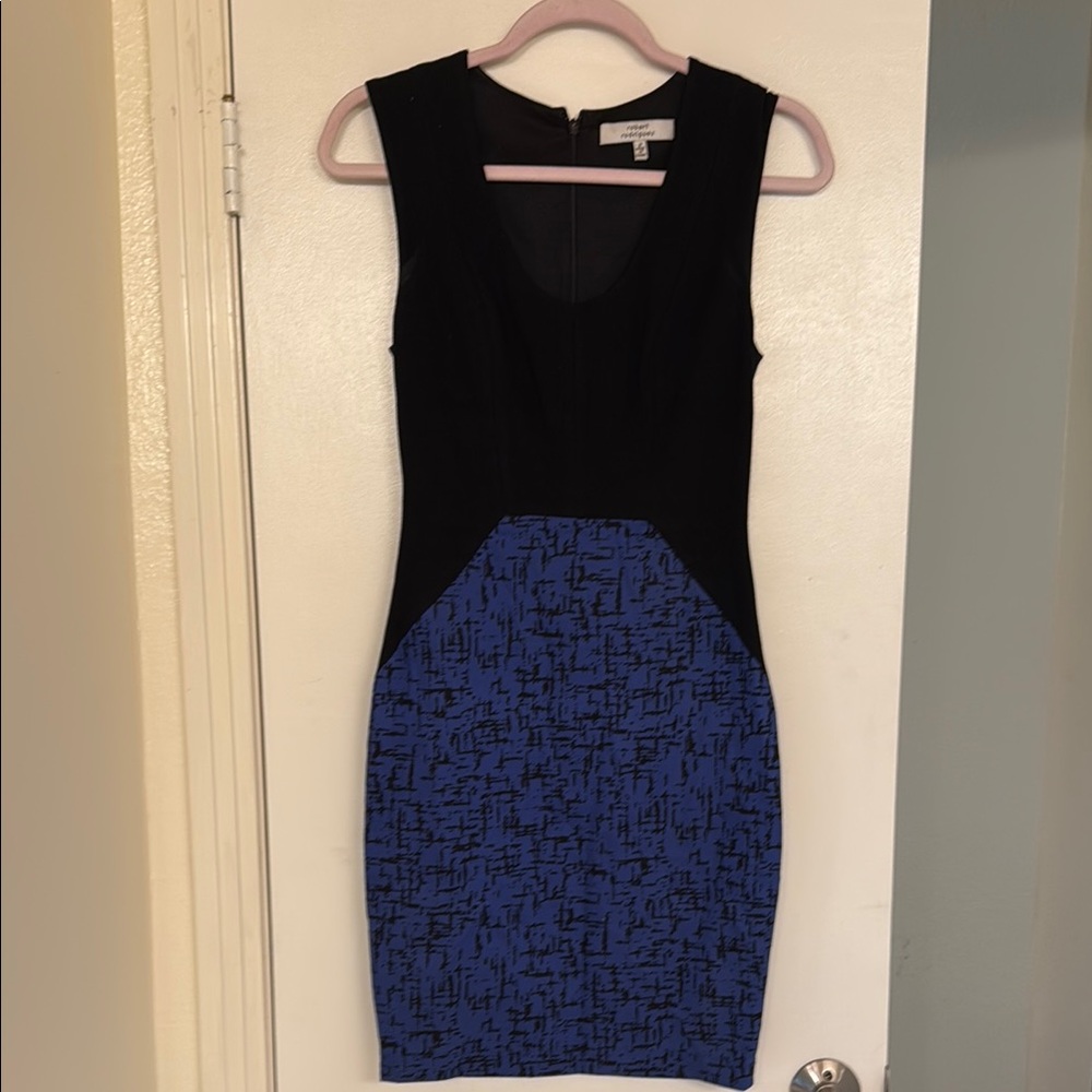 Robert Rodriguez Black and Blue Bodycon Mini Dress